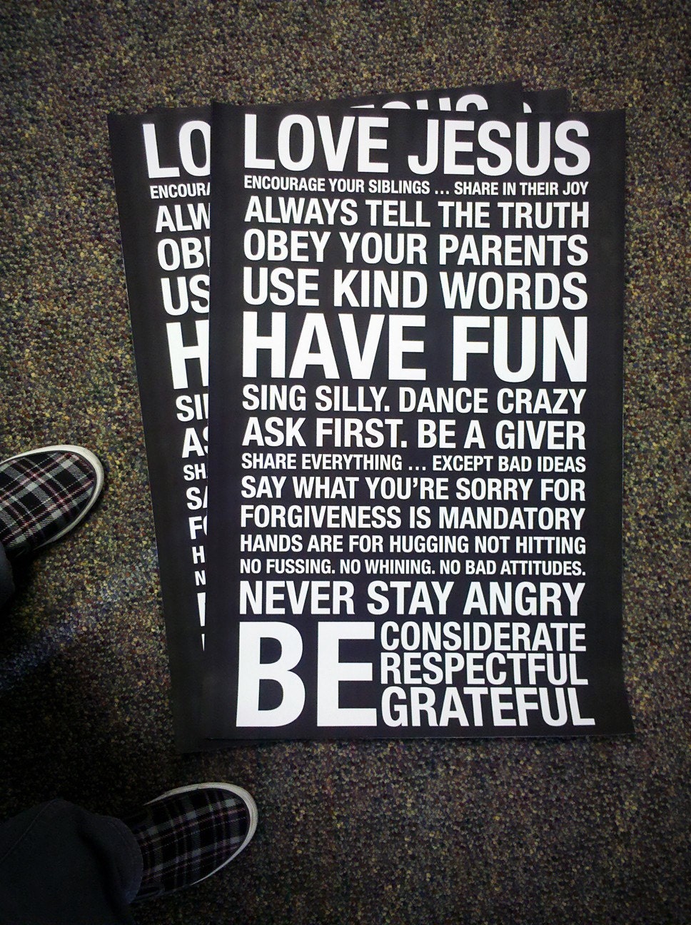 ORIGINAL Family Rules Subway Art Print // Black and White // 20x30