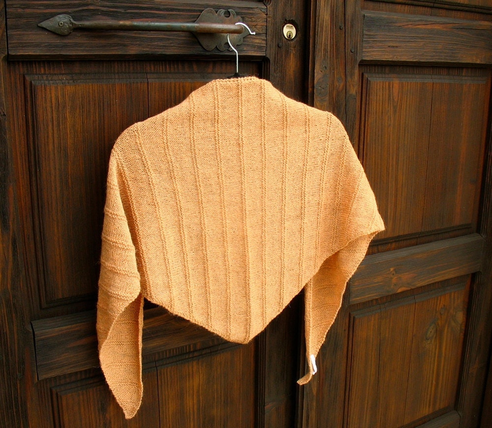 Handknit Triangle Scarf Shawlette in Ginger