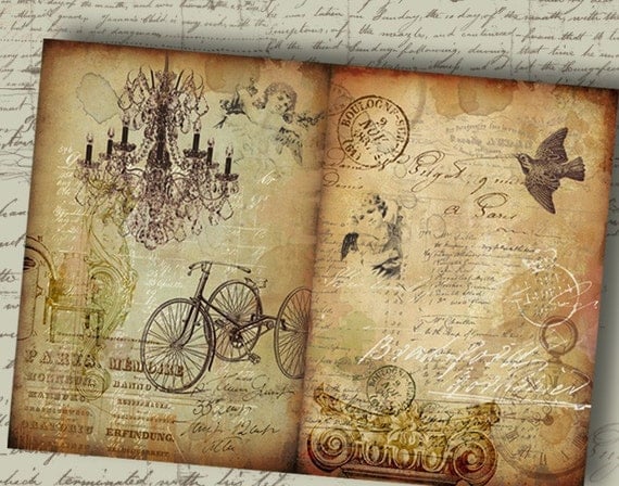Old Storyboard No2 - Two Large Printable Backgrounds. Digital Download Sheets.
