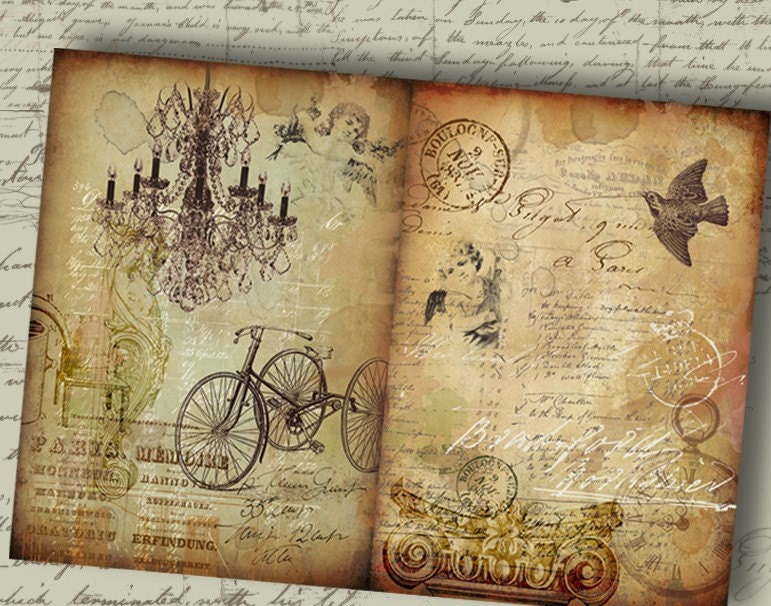 Old Storyboard No2 - Two Large Printable Backgrounds. Digital Download Sheets.