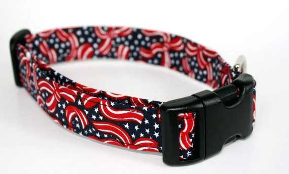 Red White and Blue - 4th of July Stars and Stripes Dog Collar