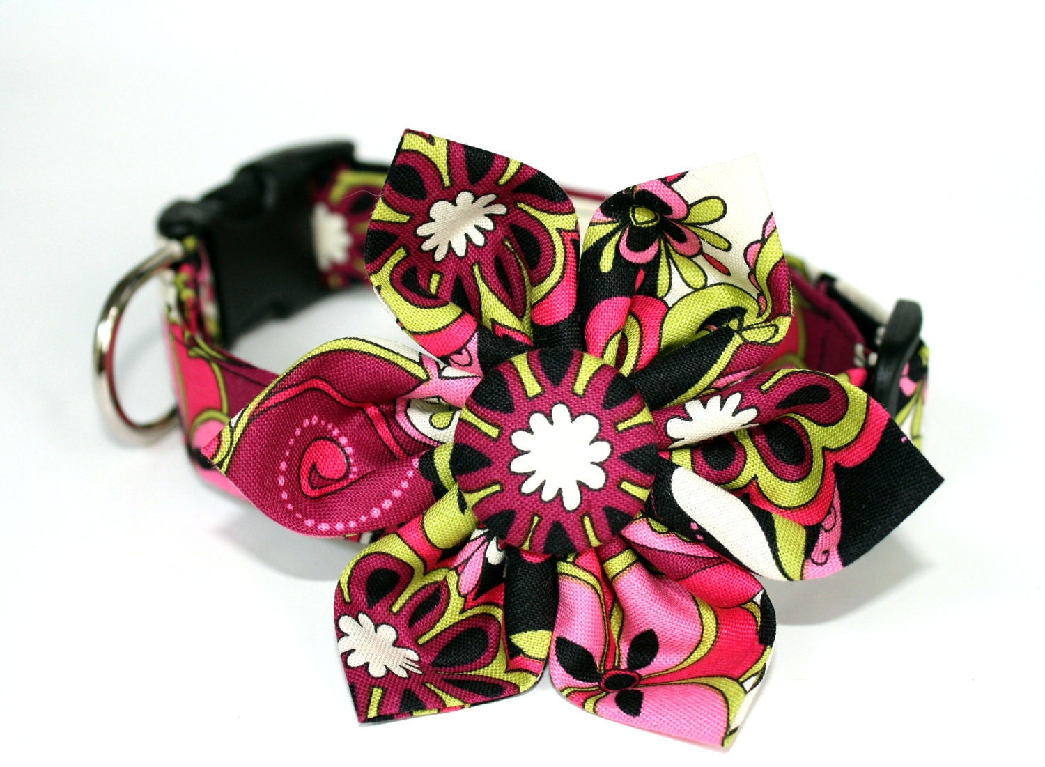 Dog Collar & Flower Set - Plum Dahlia