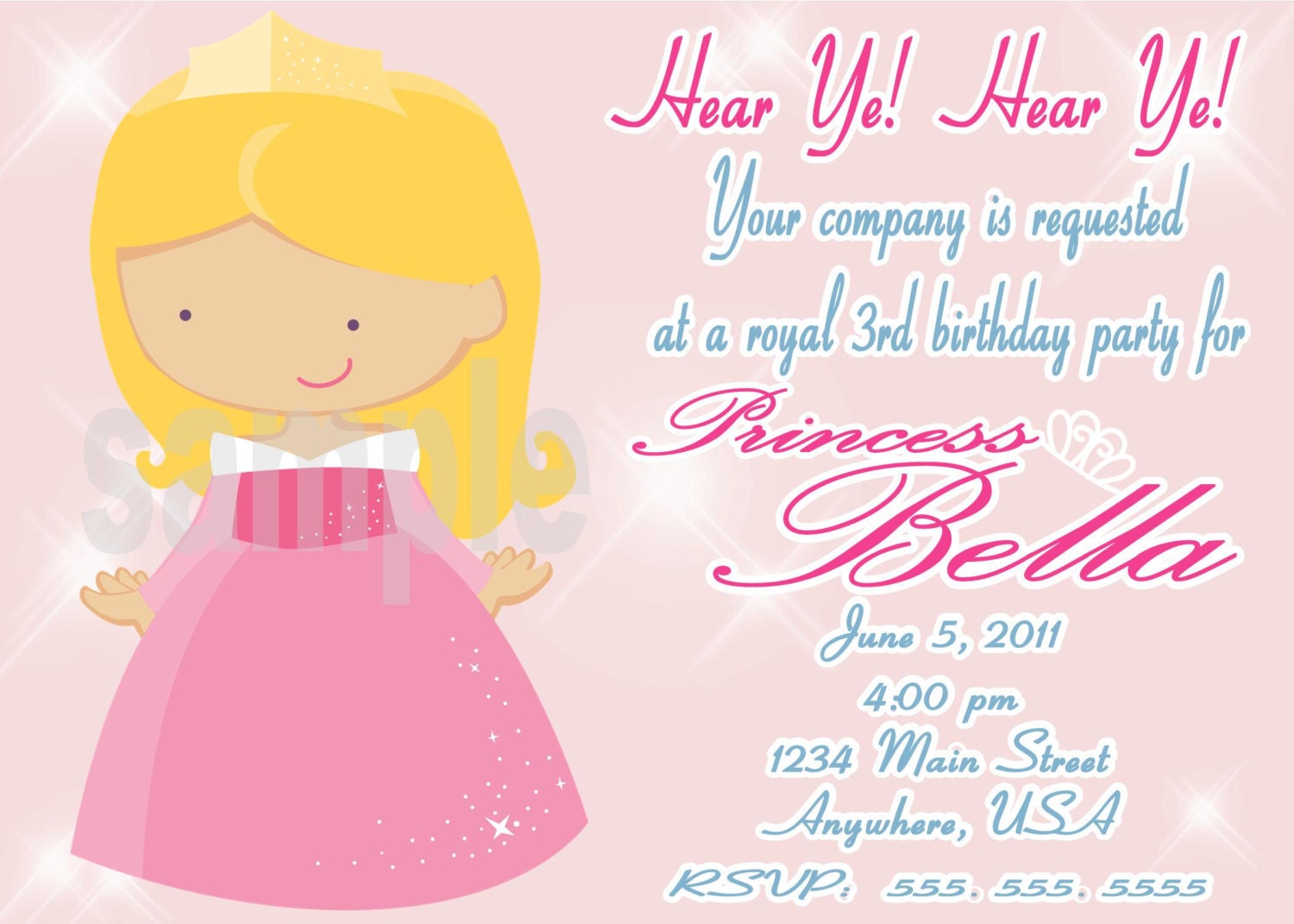 Birthday Party Invitations AND Thank You Cards (Printable Digital File) - Sleeping Beauty Aurora Disney Princess Inspired