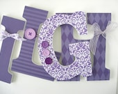 Custom Hand Decorated Wooden Letters PURPLE - Nursery Bedroom Home Décor, Wall Decorations, Wood Letters, Personalized