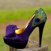 Purple Satin Peacock Pumps .. Size 11