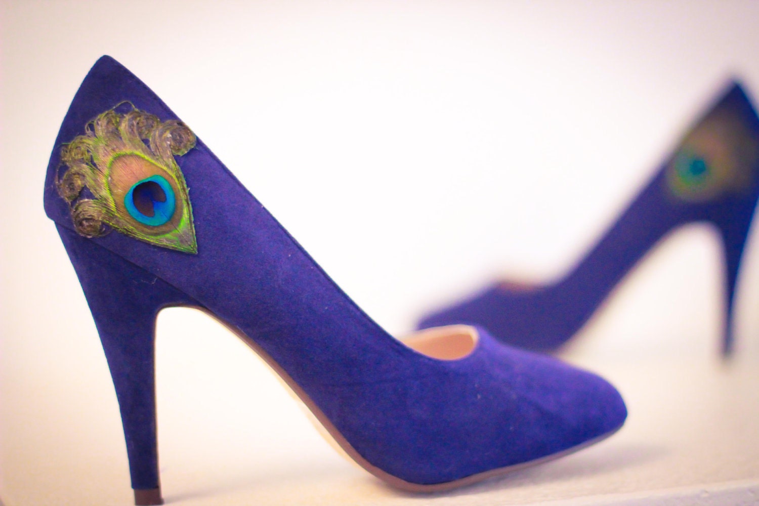 New Years Sale ... Navy Peacock Pumps ... Size 6