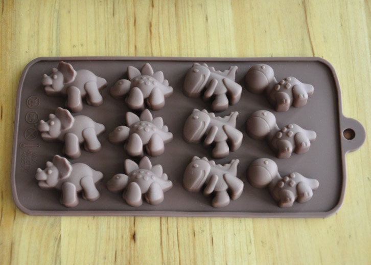 12-Dinosaurs Flexible Silicone Mold/Mould For Handmade Soap Candle Candy Chocolate Jewelry Jelly Cake Fimo Resin Crafts