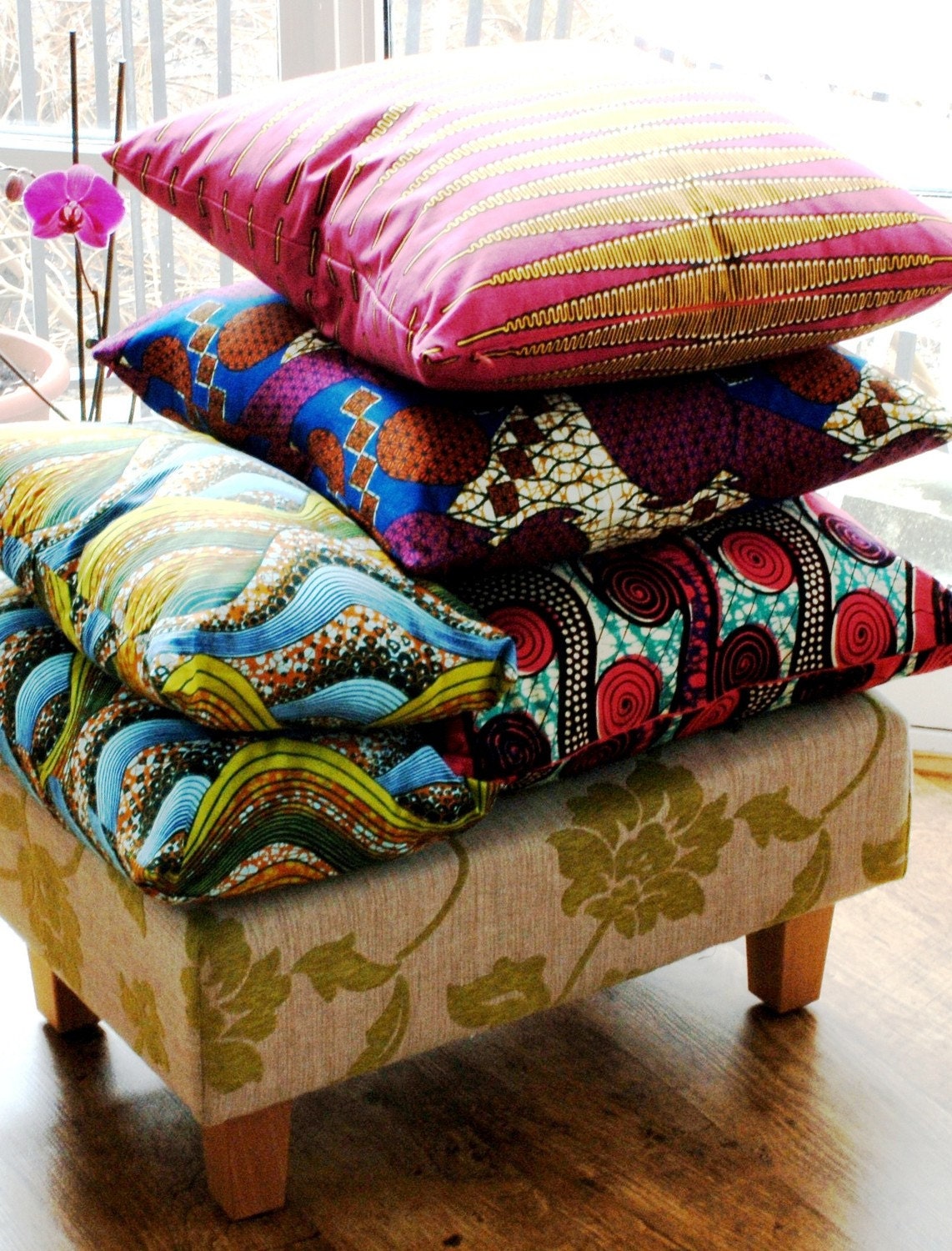 MIX and Match African Wax Print - three large covers 20x20 - Genuine wax print batik 100% Cotton
