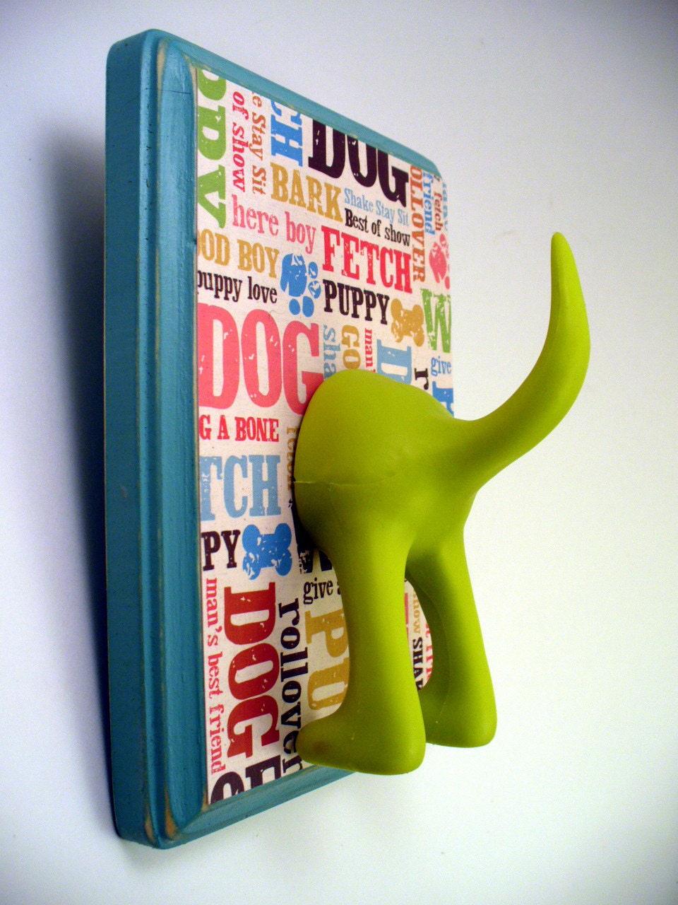 Dog Tail Leash Holder  - Bahama Blue Dogcentric  -  Personalize it with Optional Letter Tiles