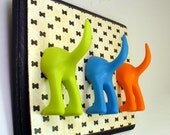 Dog Tail Leash Holder - Triple Bow Tie Bones - Personalize it with Optional Letter Tiles
