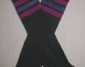 Leg/Arm Warmers - Baby Leggings - Grey with Purple Stripes