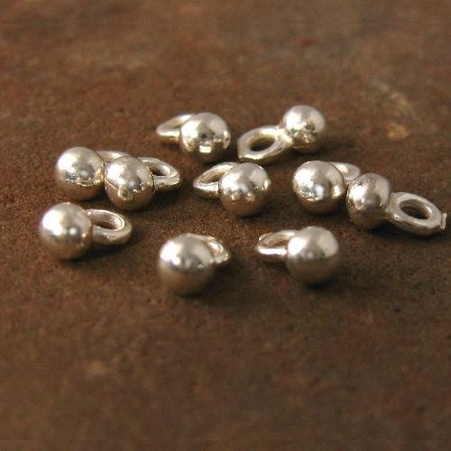 10 Tiny Sterling Silver Charms - 3mm Brite Ball End Dangles  with Hanging Loop on Top  C67