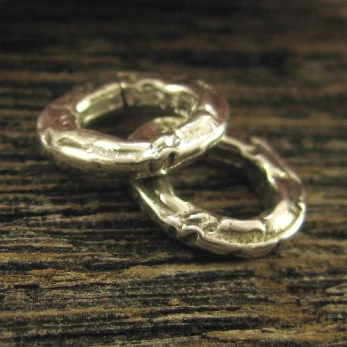 2  Artisan Sterling Silver Chunky Jump Rings - OPEN Organic Oval Connector Links AC150