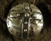 Serenity - Dotted Cross Sterling Silver Button  - For 2mm Cord Large Round Artisan Clasp - BT2