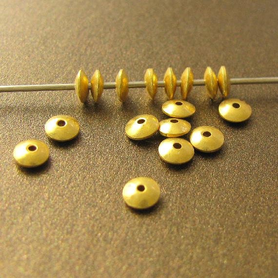 NEW - 20 Itty Bitty 24kt Vermeil Saucer Spacer Beads - Gold Rondelles 3.6mm x 1.6mm MB227