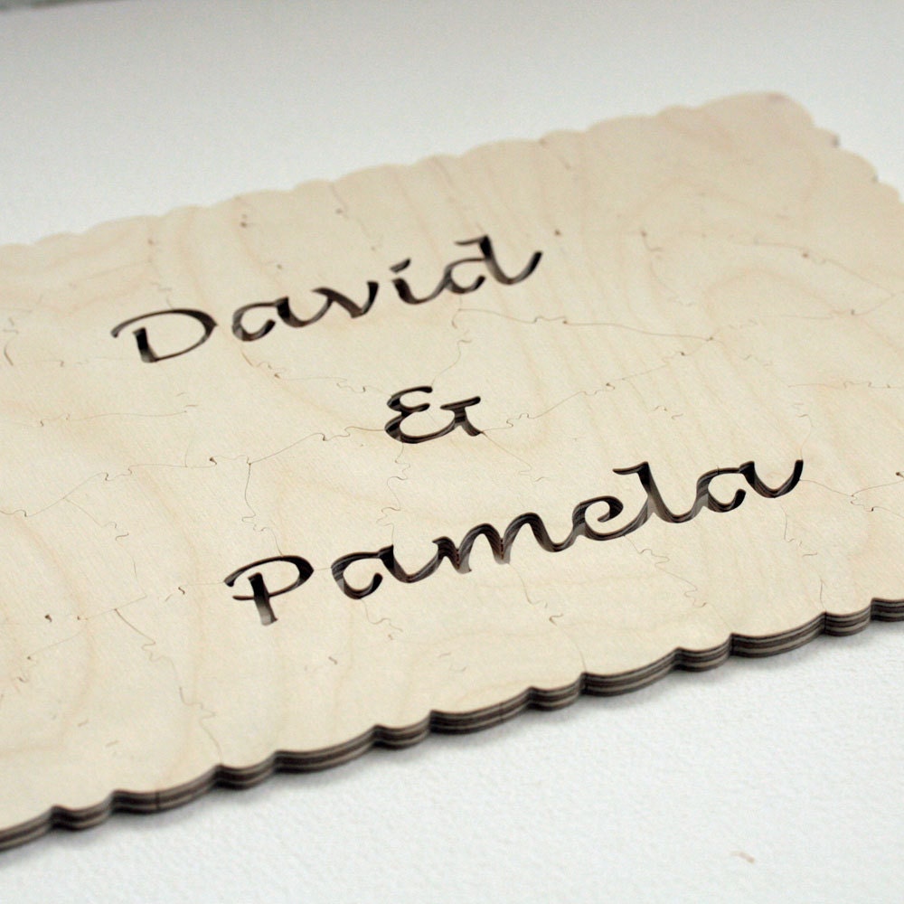 140 piece Custom Wedding Guest Book Puzzle WOOD