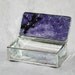 Stained Glass Jewelry Box Purple 2x4 w/ Gold-tone Floral-stamped Dragonfly Handmade OOAK