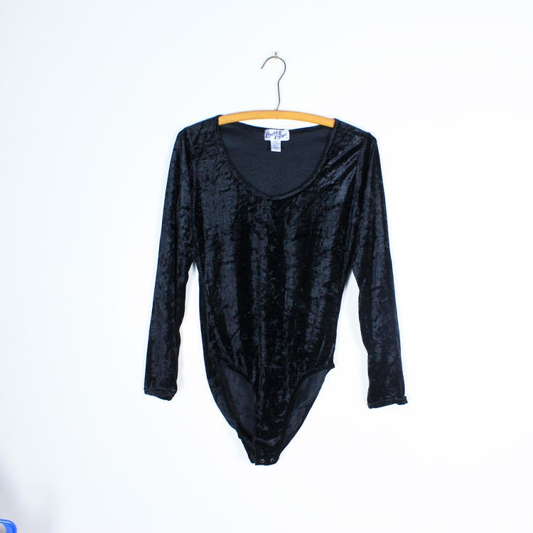 Vintage 90s Black Velvet Stretch bodysuit