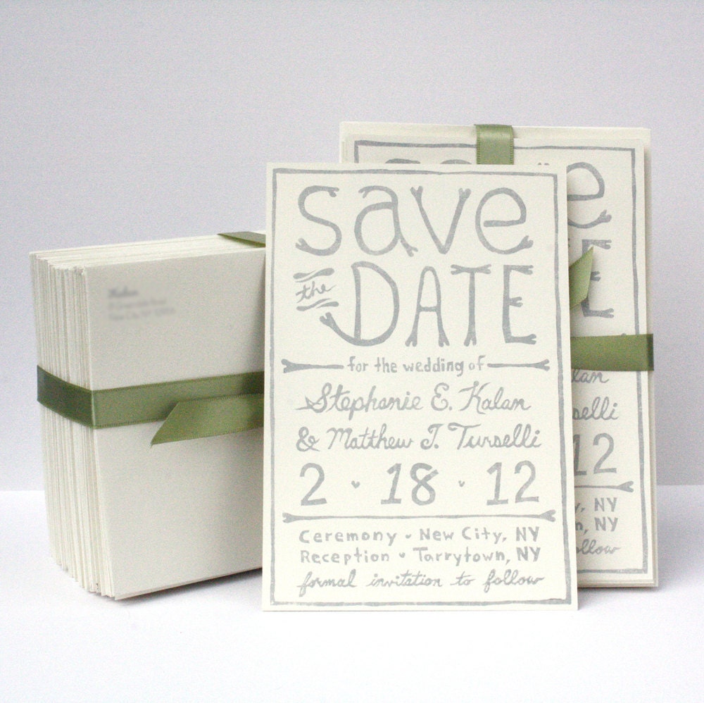 Sample Linocut Save the Date