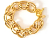 Textured Gold Double Link Bracelet