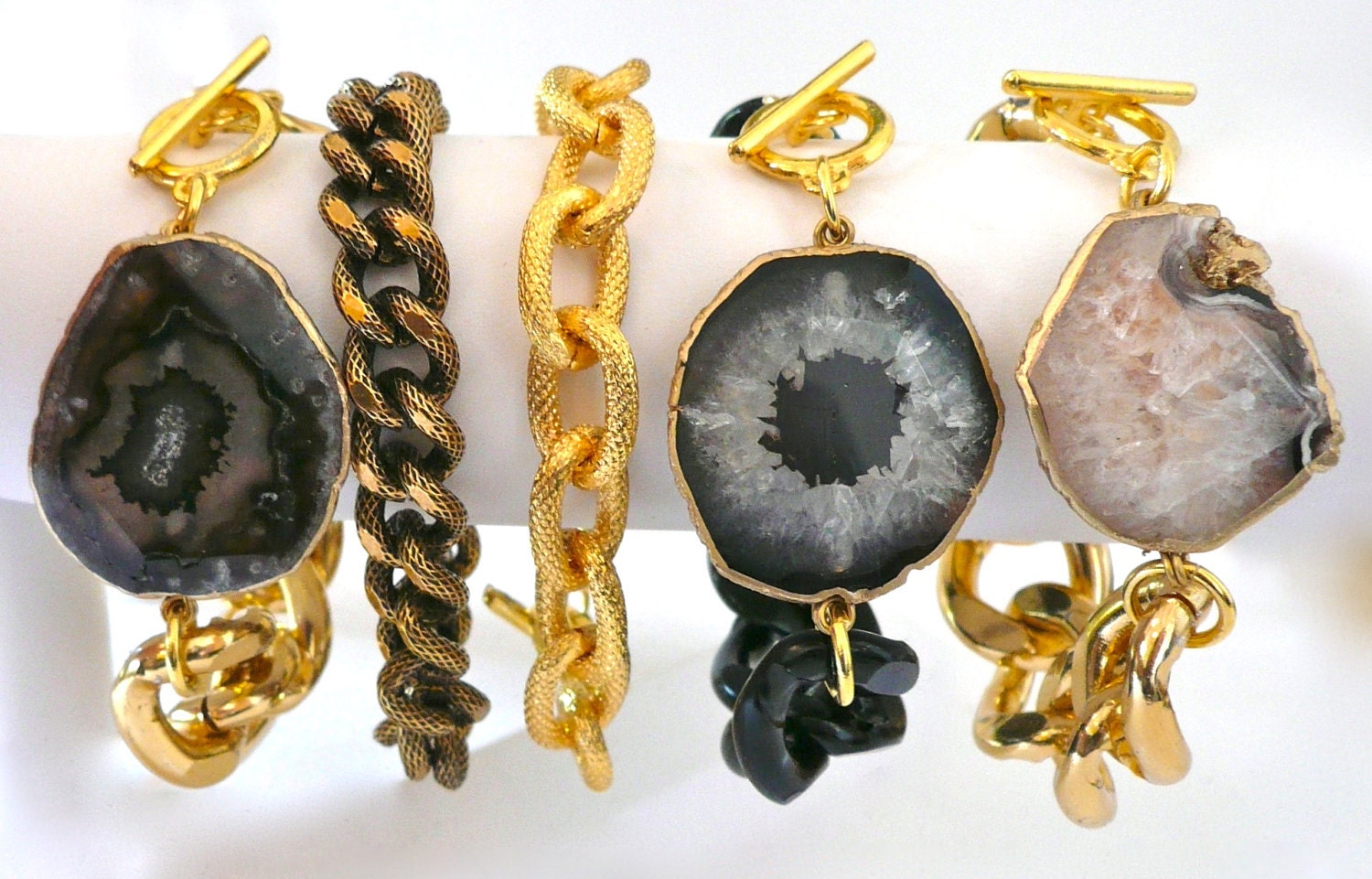 Gold Textured Link Bracelet