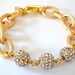 Gold Chain Link & Pave Ball Bracelet