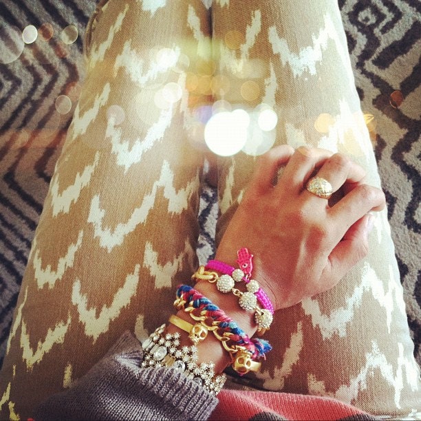 Gold Chain Link & Pave Ball Bracelet