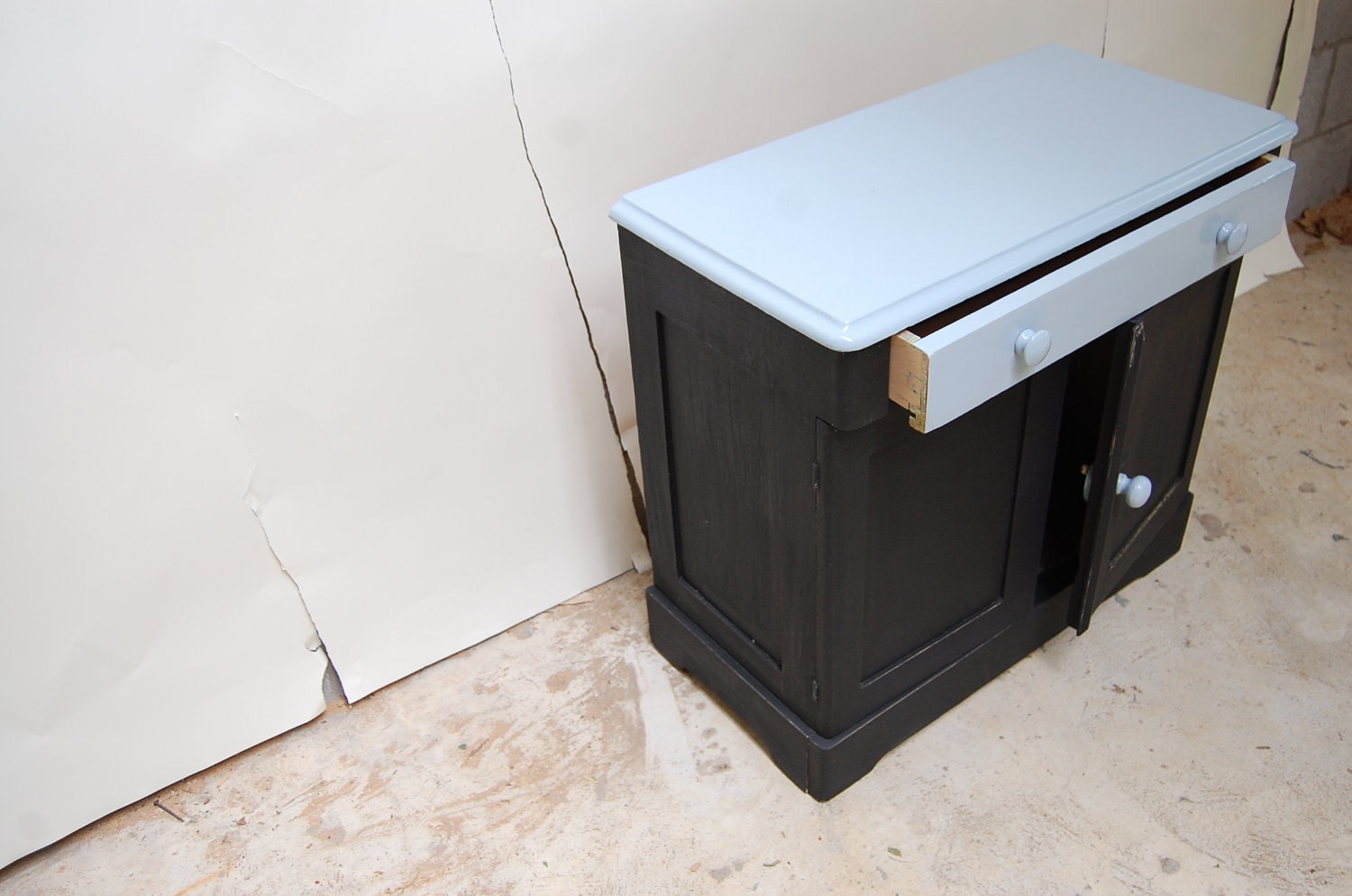 Vintage Painted Pine Cabinet with drawer