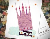 CROWNED QUEEN, Retro Birthday Card, Girl