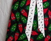 happy chili pepper apron in red and green