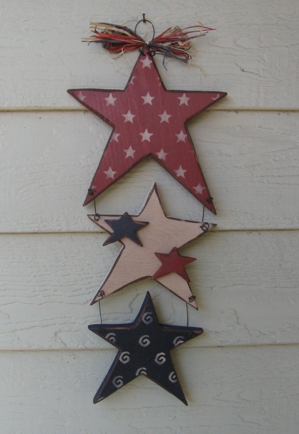 Americana Decor-Star Spangled Hanging Star Trio-Display All Summer Or All Year