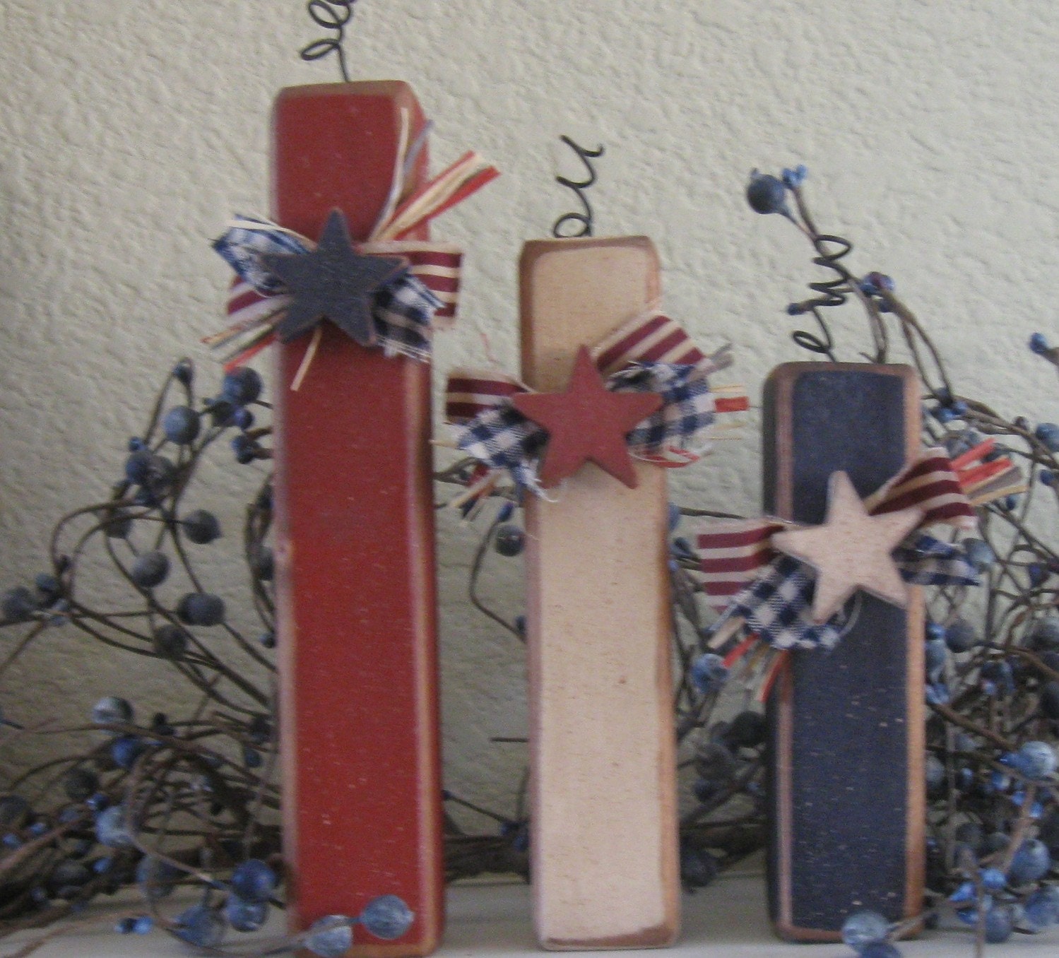 Summer Decor-Primitive Americana Firecracker Trio-Display May Thru July