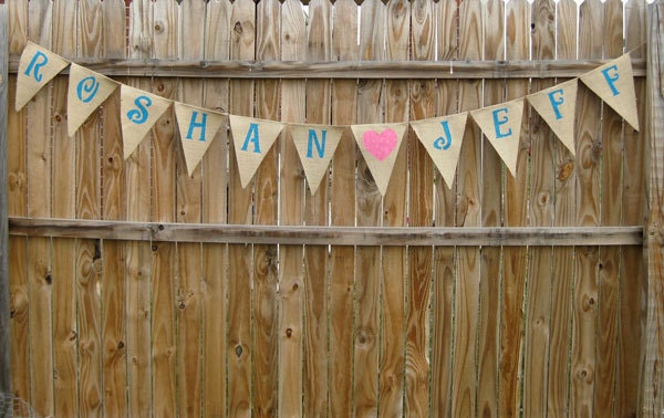 SHE SAID YES Wedding Engagement Burlap Banner Bunting Garland - photo prop - We Do Custom Banners