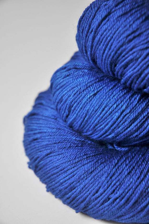Completely shattered cobalt glass - Merino/Silk superwash yarn fingering weight