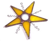 Stained Glass Star Ornament: Yellow, White & Copper