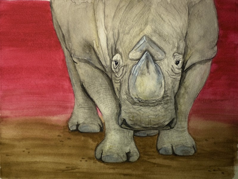 Watercolor Wildebeast - 9x12 print