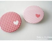 Red HEART pin back button LOVE Brooch