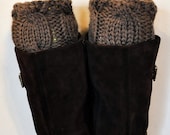 BOOT CUFFS Socks Leg Warmers Choose COLOR Cabled Knit Taupe Brown Tea Nature Acorn Forest Earth Barn Farm Rustic Wood Woodland Gift under 50