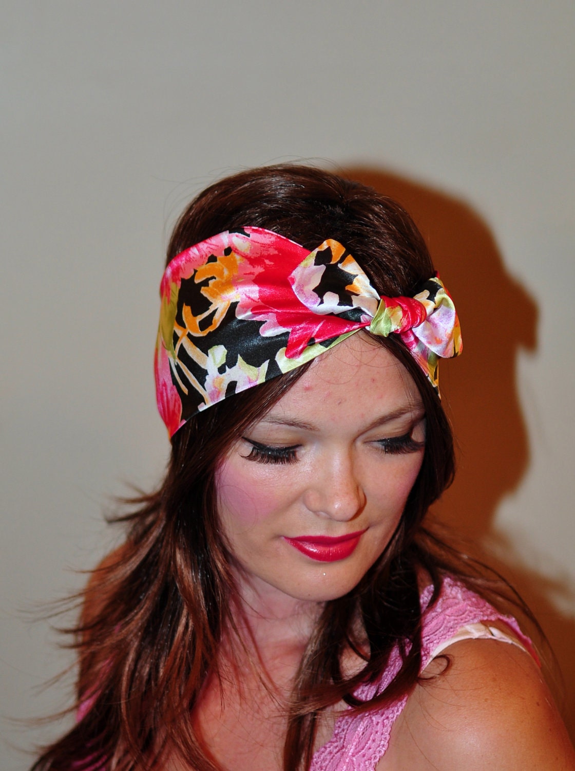 Bow Headband Floral Hair Scarf Head Scarf Tie Up Hair Band Turban Headband Flower Headwrap Gift under 25