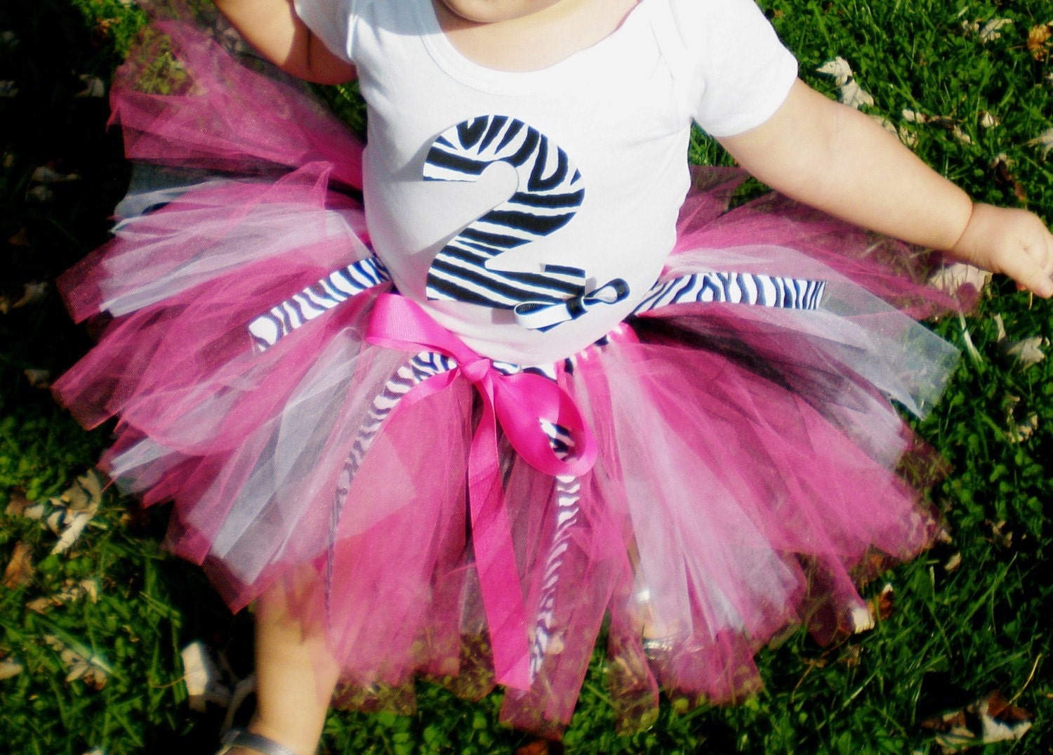 Hot Pink and Zebra Birthday Tutu -  Ready to ship in 2 days
