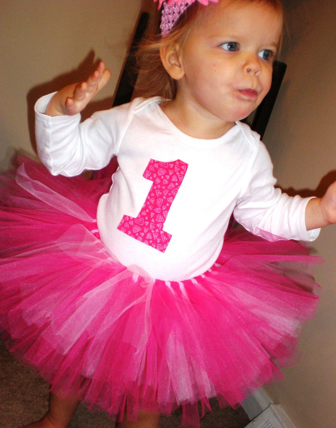 Fushia and Pink Girls Birthday Tutu- Ready to ship in two days
