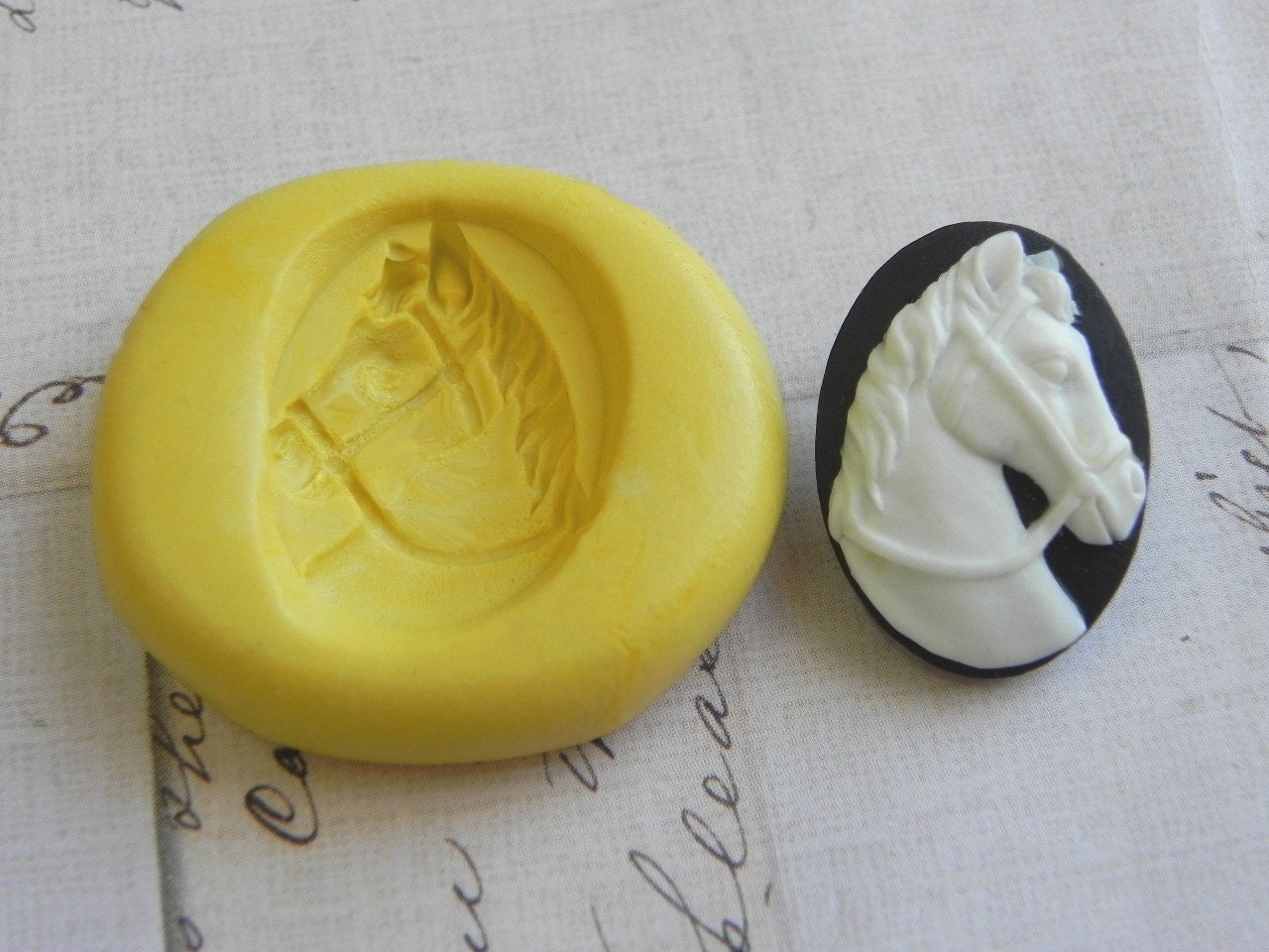 Horse Head Cameo - Small - Flexible Silicone Mold - Push Mold, Jewelry Mold, Polymer Clay Mold, Resin Mold, Craft Mold, Food Mold, PMC Mold