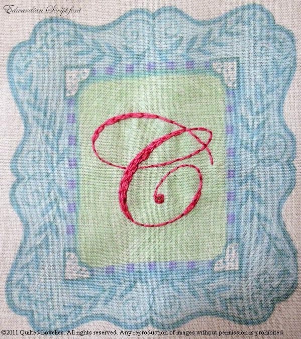 Quilt Label - Small Turquoise Frame, Custom Made & Hand Embroidered