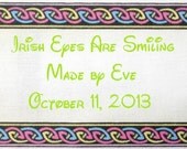 Quilt Label - Stained Glass & Celtic Knots, Custom Made and Hand Embroidered