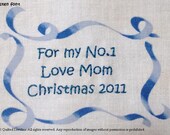 Quilt Label - Blue Ribbon, Custom Made & Hand Embroidered