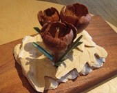 Woodworking Art Carving of 3 Spring Crocus