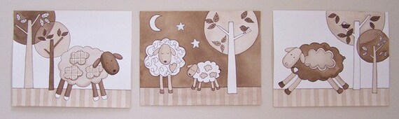 sweet lambie dreams kids nursery art set of 3 prints for nursery
