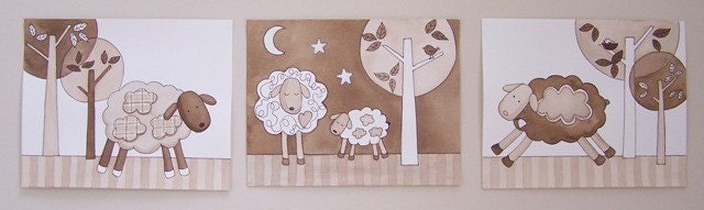 sweet lambie dreams kids nursery art set of 3 prints for nursery