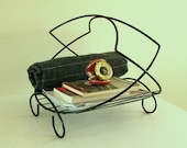 vintage Modern metal atomic magazine rack