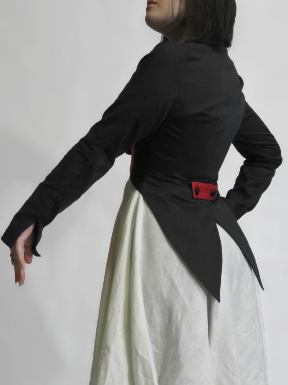 SAMPLE SALE Black and Red Cropped Bolero Jacket with Tails